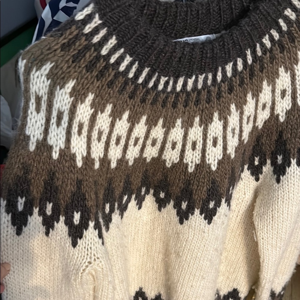 Viking sweaters and cardigans Iceland style Brown and Cream Knit Sweater